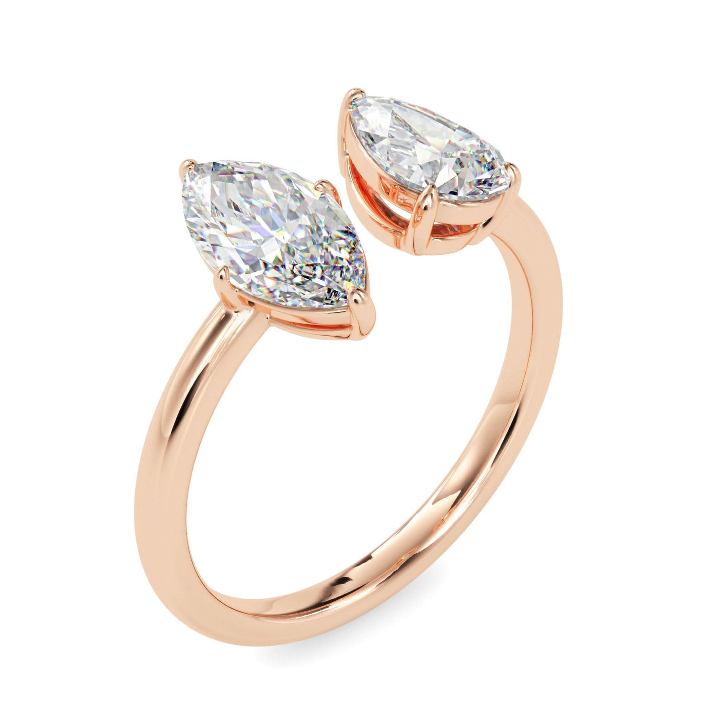 toi et moi 2 carat marquise & pear cut diamond engagement ring for women โ two stone bridal jewelry