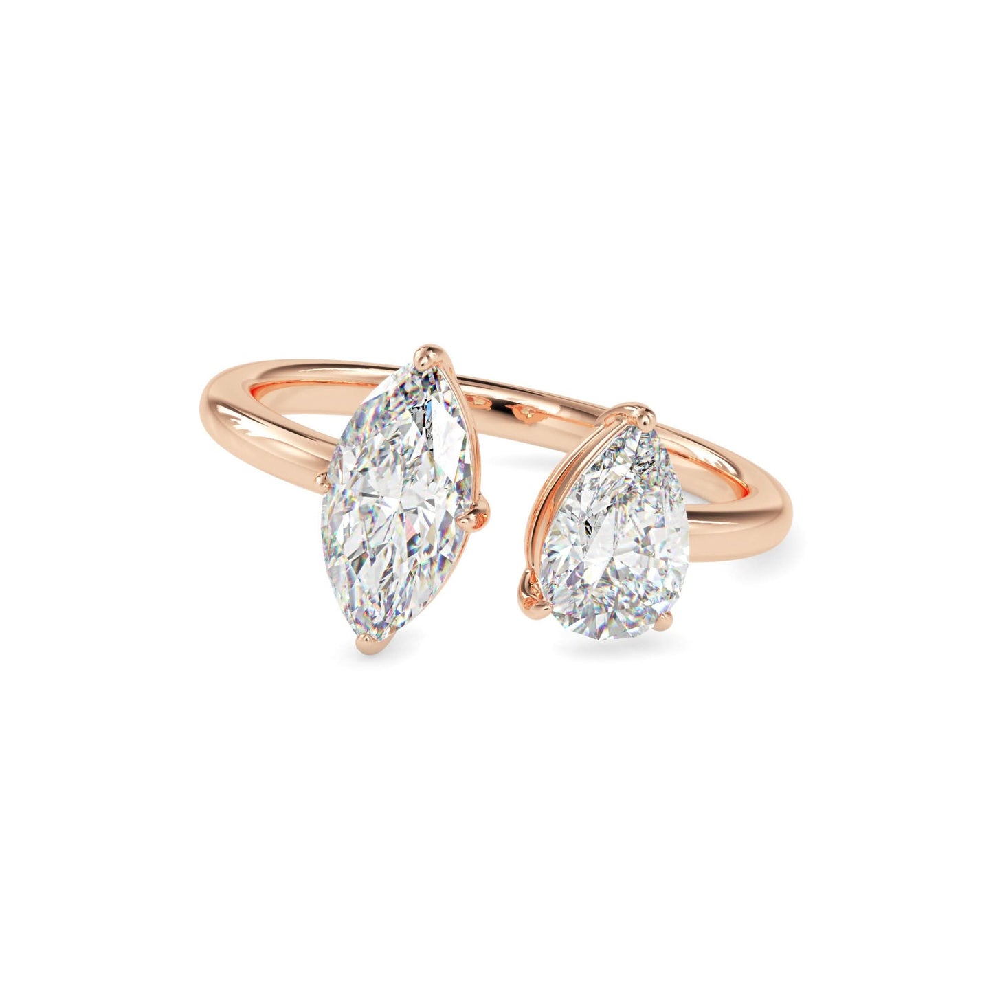 toi et moi 2 carat marquise & pear cut diamond engagement ring for women โ two stone bridal jewelry