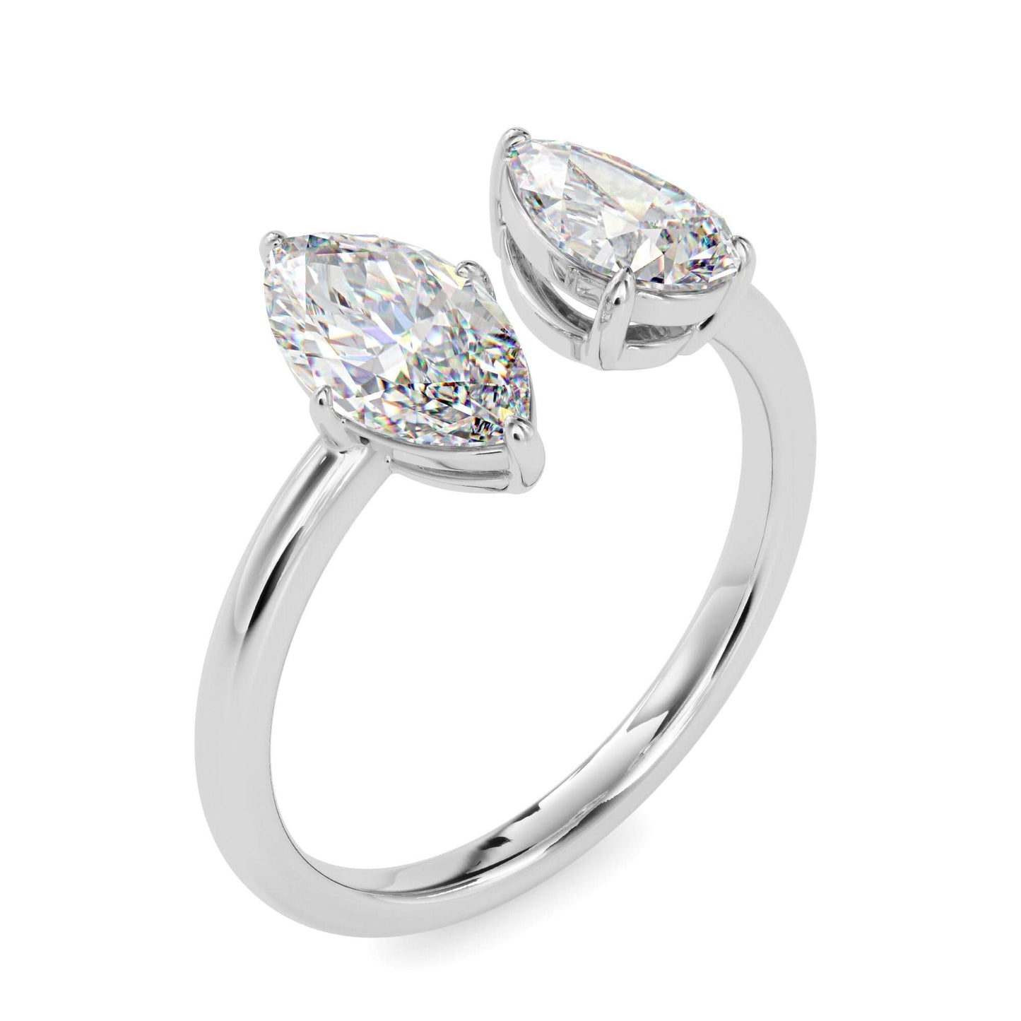 toi et moi 2 carat marquise & pear cut diamond engagement ring for women โ two stone bridal jewelry