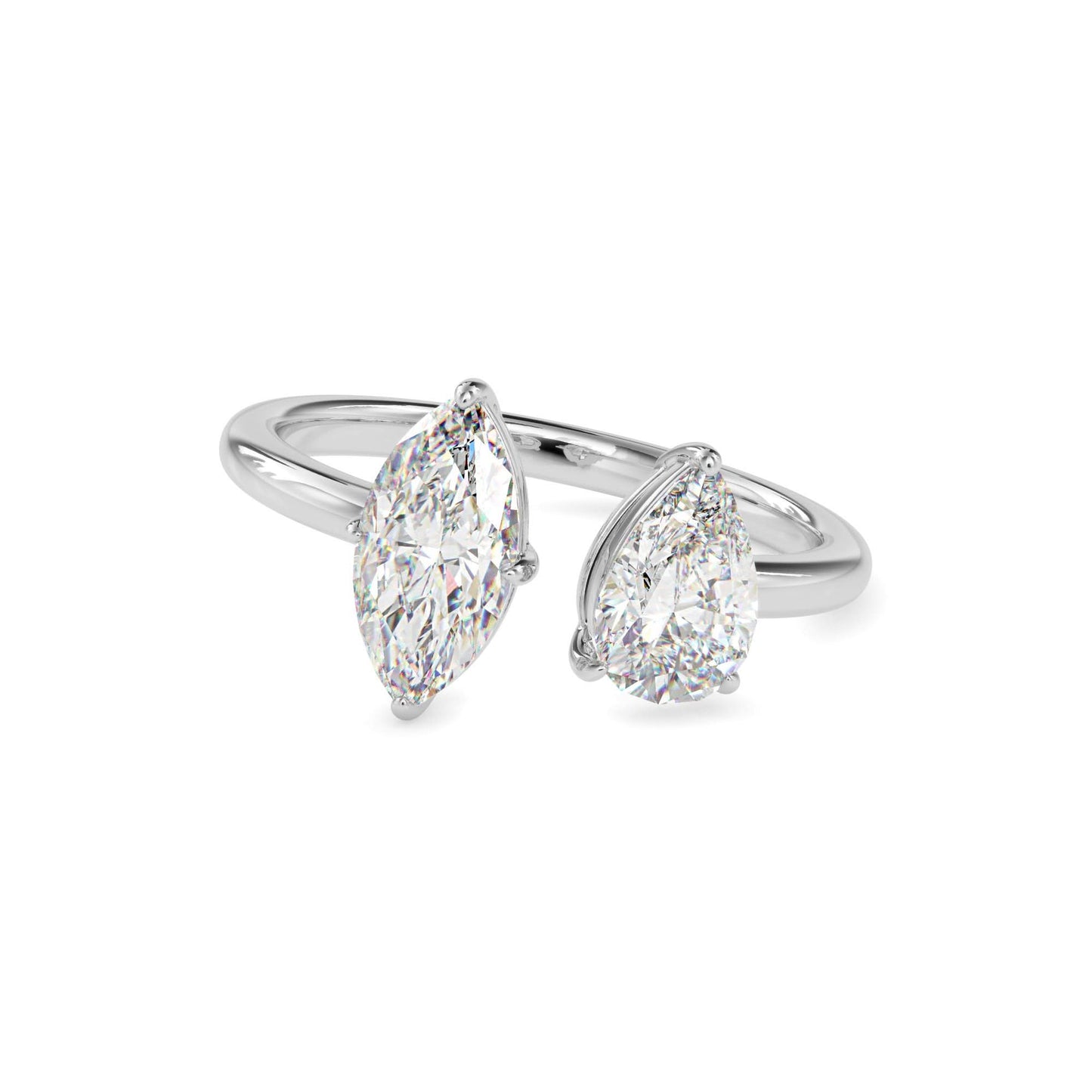 toi et moi 2 carat marquise & pear cut diamond engagement ring for women โ two stone bridal jewelry