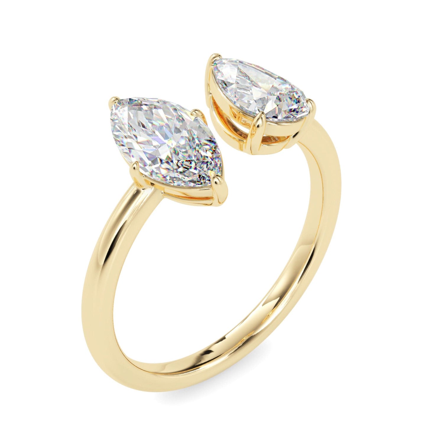 toi et moi 2 carat marquise & pear cut diamond engagement ring for women โ two stone bridal jewelry