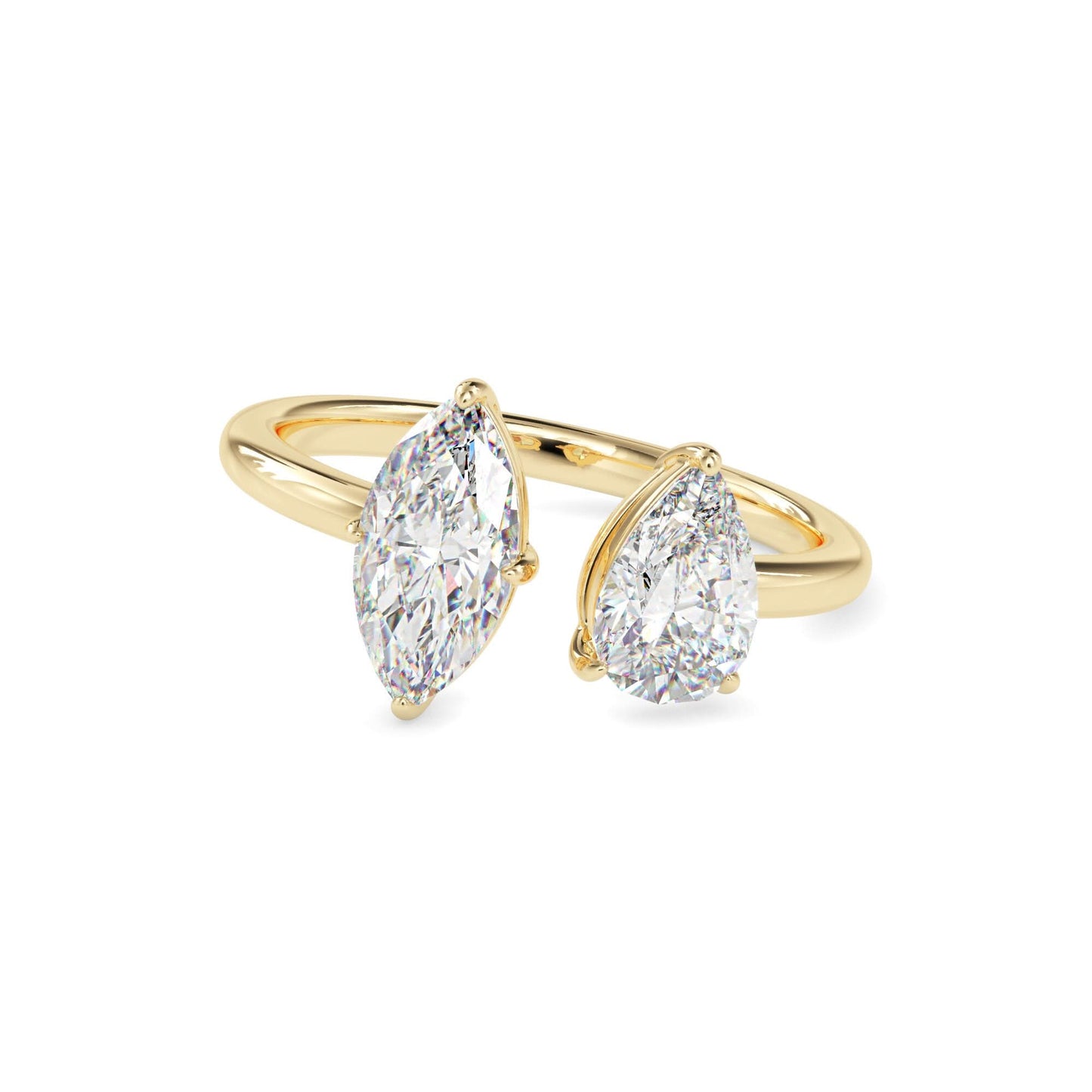 toi et moi 2 carat marquise & pear cut diamond engagement ring for women โ two stone bridal jewelry