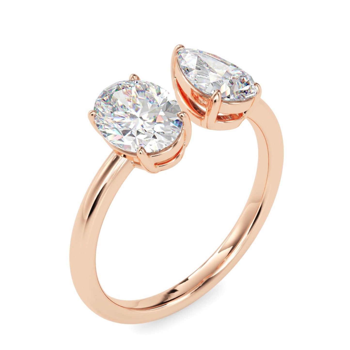 toi et moi 2 carat oval & pear cut diamond engagement ring for women โ two stone bridal jewelry