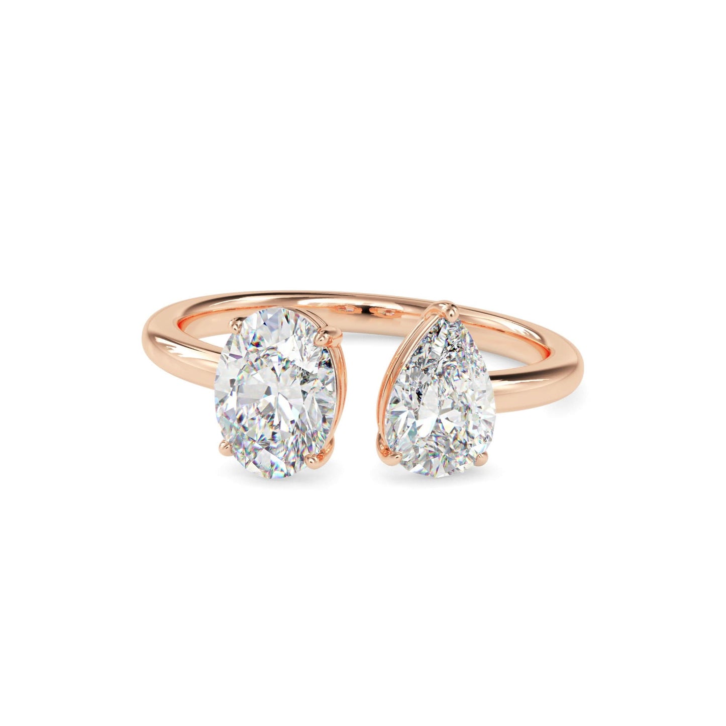 toi et moi 2 carat oval & pear cut diamond engagement ring for women โ two stone bridal jewelry