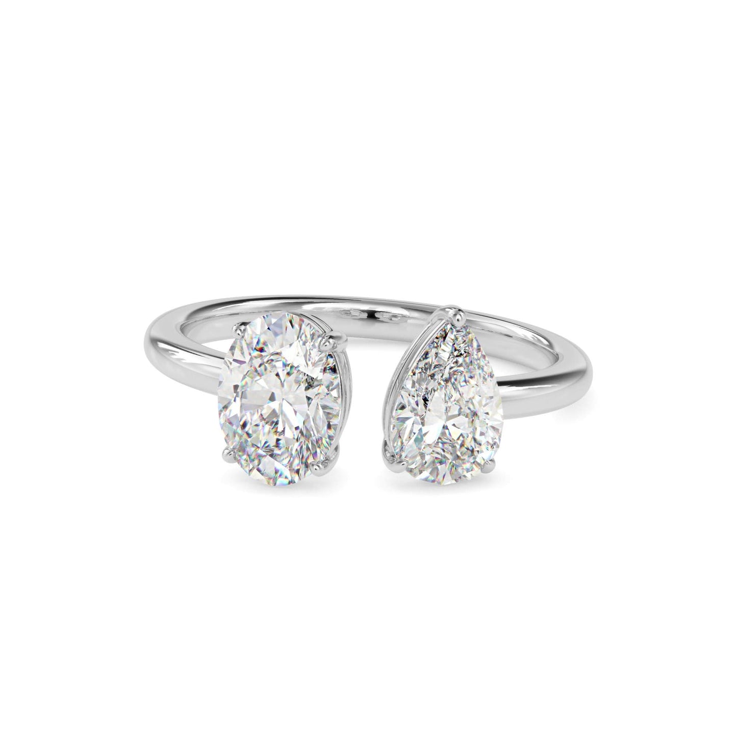 toi et moi 2 carat oval & pear cut diamond engagement ring for women โ two stone bridal jewelry