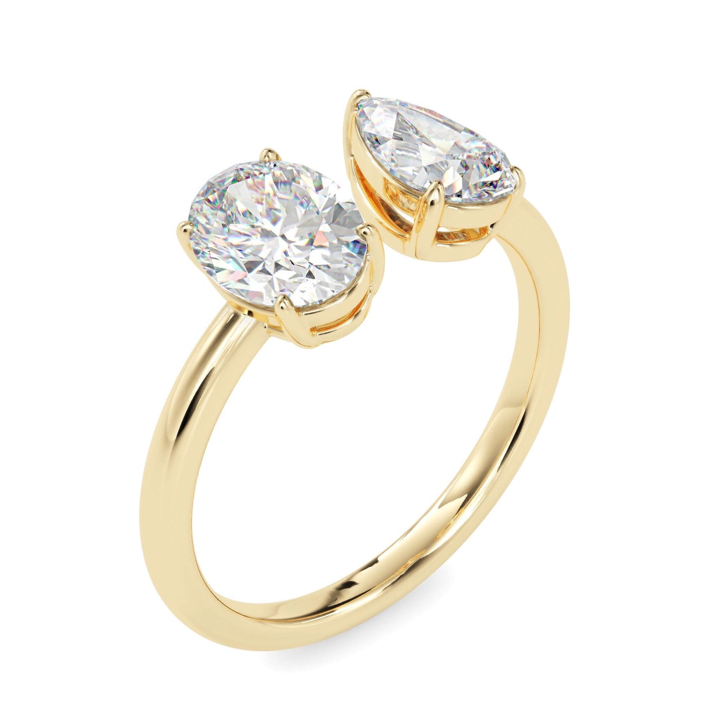 toi et moi 2 carat oval & pear cut diamond engagement ring for women โ two stone bridal jewelry