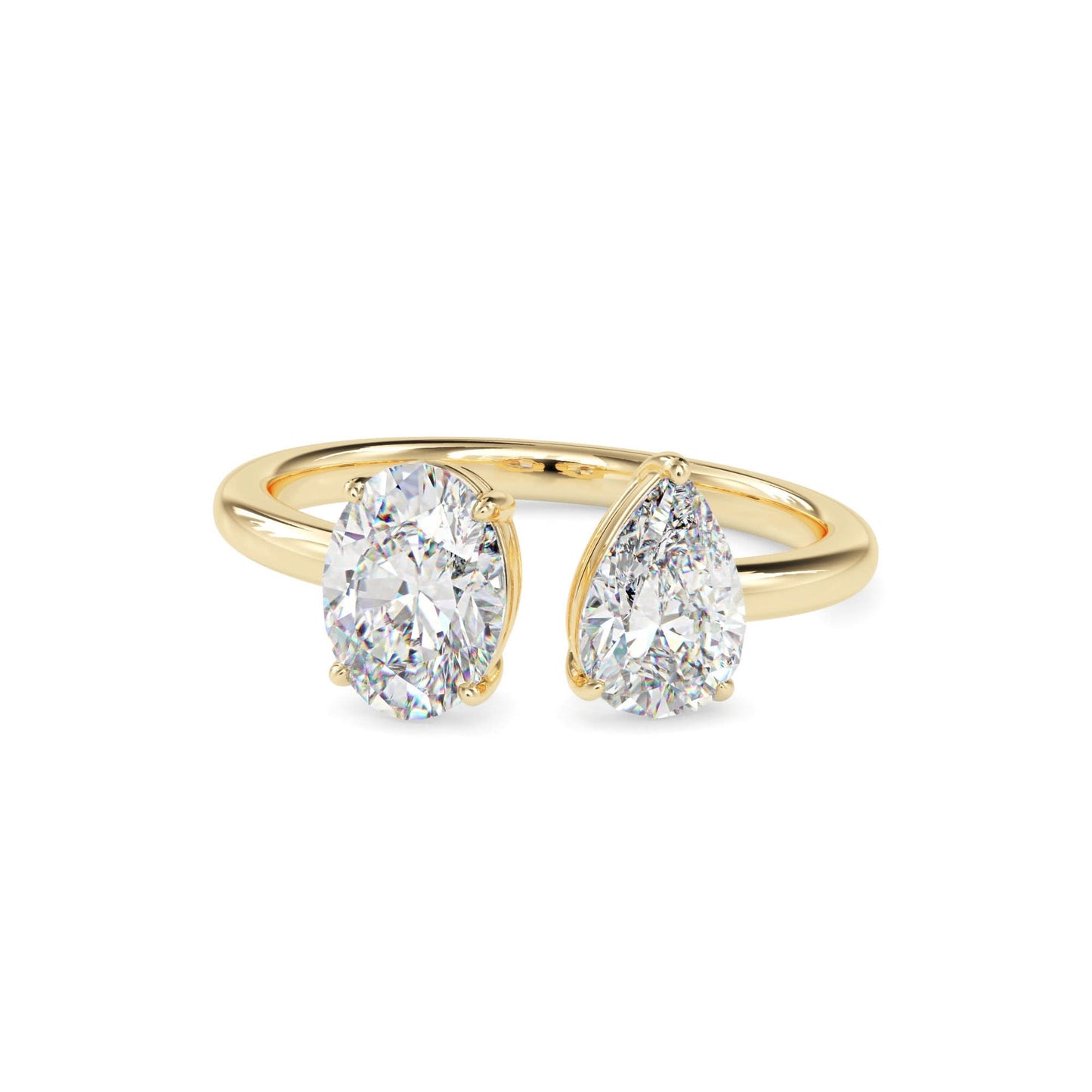 toi et moi 2 carat oval & pear cut diamond engagement ring for women โ two stone bridal jewelry