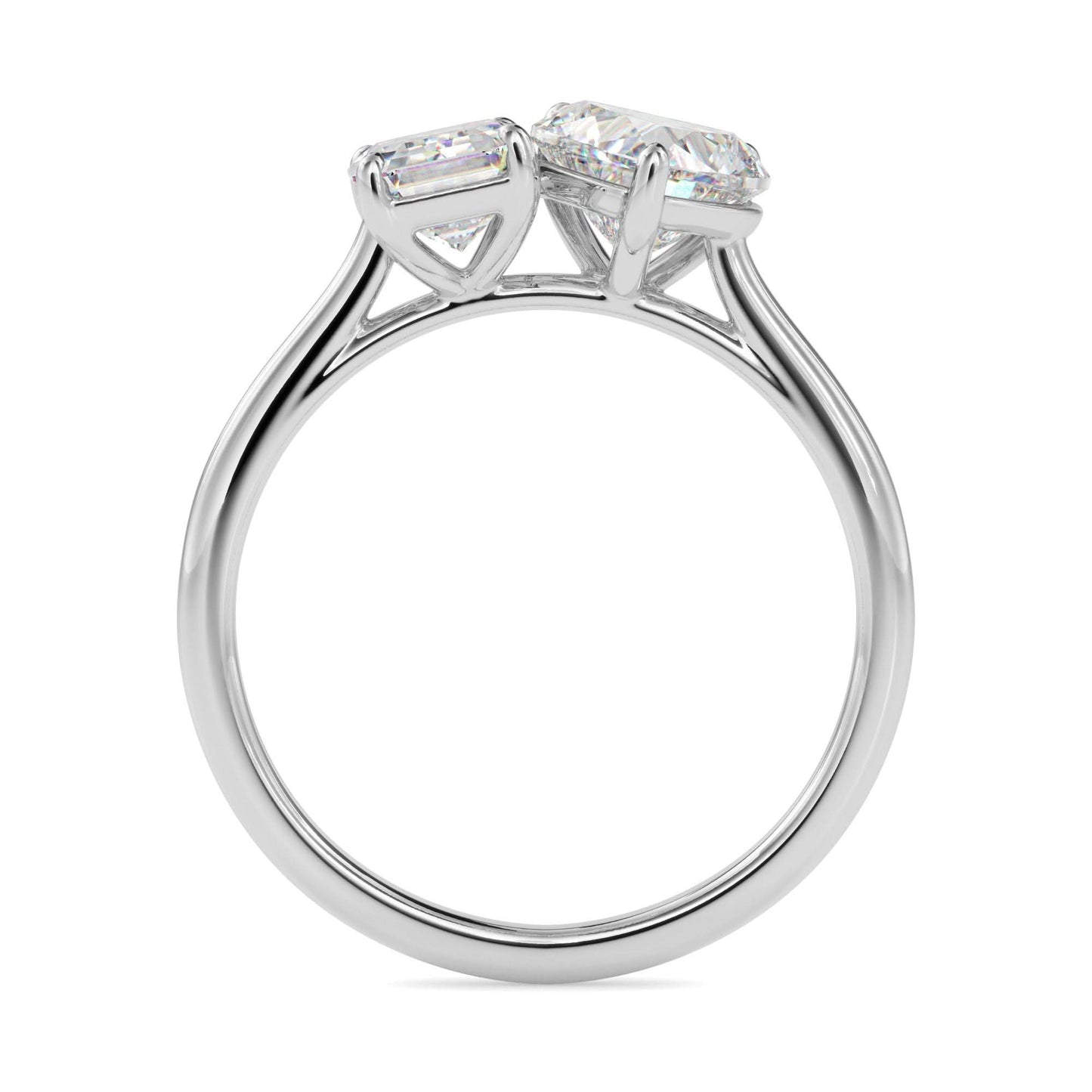 toi et moi 2 carat emerald & heart cut diamond engagement ring for women – two stone bridal jewelry