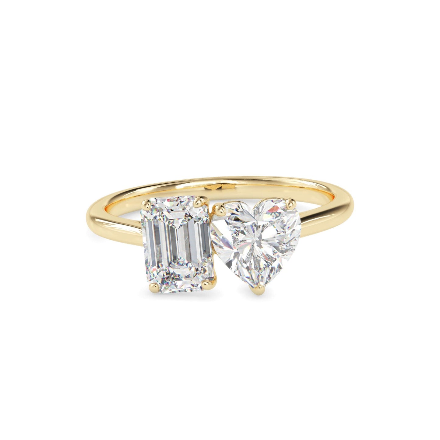 toi et moi 2 carat emerald & heart cut diamond engagement ring for women – two stone bridal jewelry