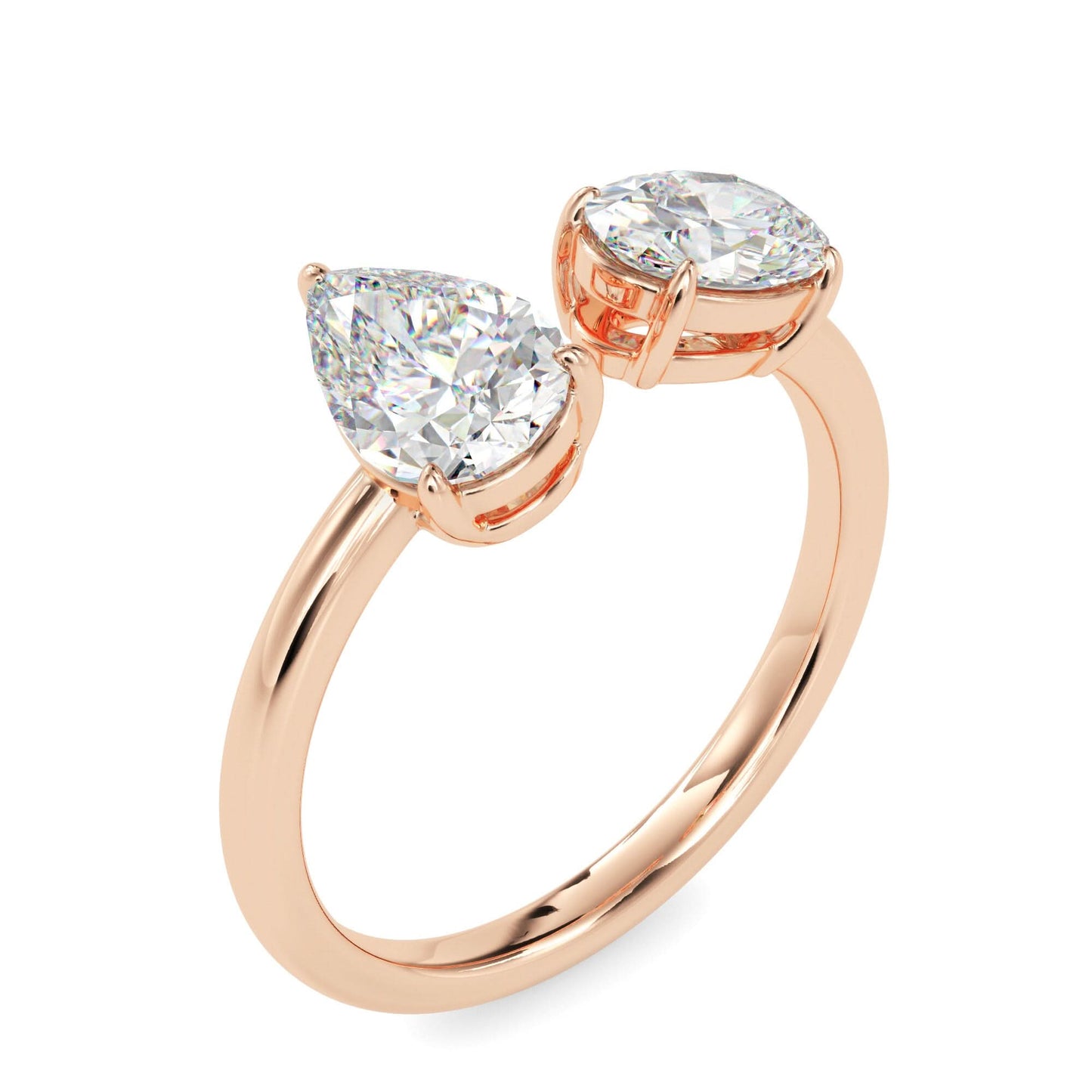 toi et moi 2 carat oval & pear cut diamond engagement ring for women โ two stone bridal jewelry