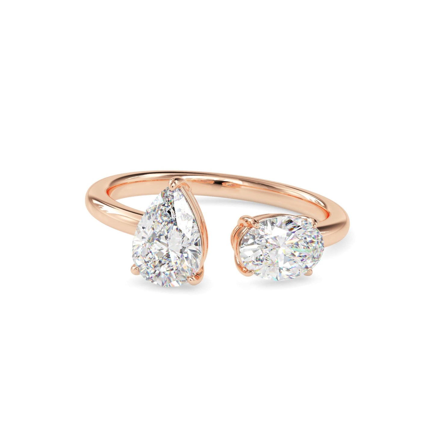 toi et moi 2 carat oval & pear cut diamond engagement ring for women โ two stone bridal jewelry