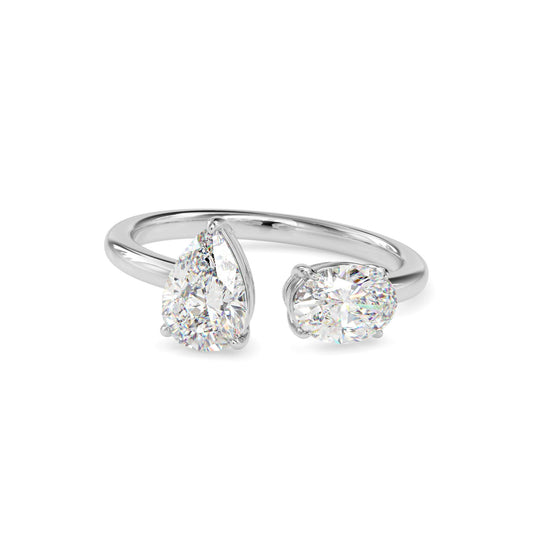Toi et Moi 2 Carat Oval & Pear Cut Diamond Engagement Ring for Women – Two Stone Bridal Jewelry