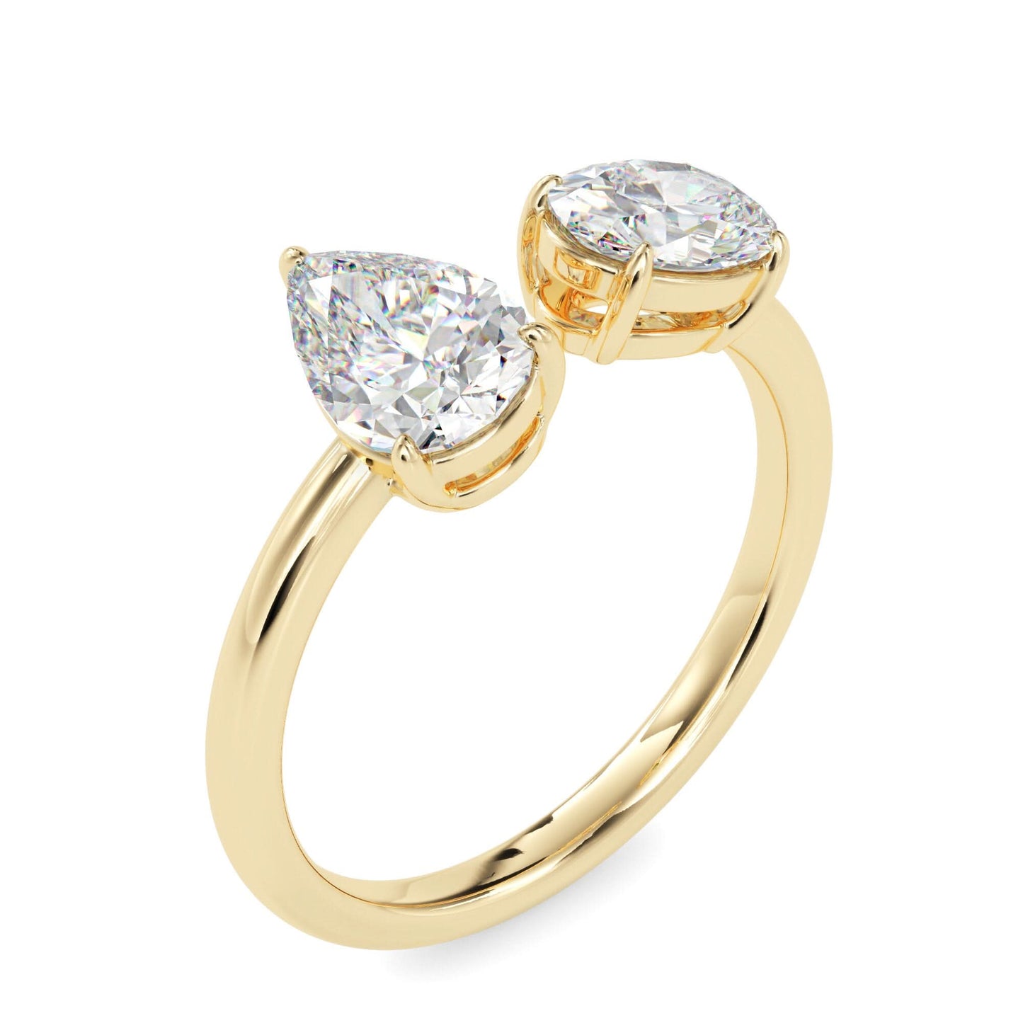 toi et moi 2 carat oval & pear cut diamond engagement ring for women โ two stone bridal jewelry