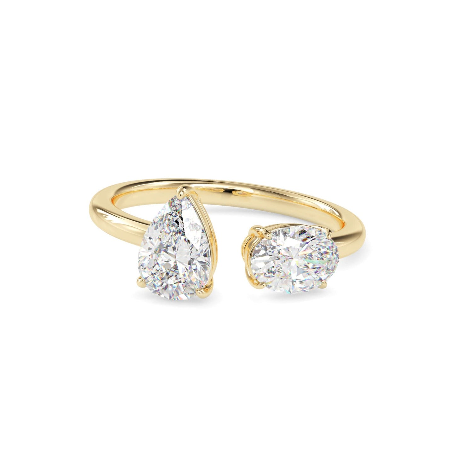 toi et moi 2 carat oval & pear cut diamond engagement ring for women โ two stone bridal jewelry