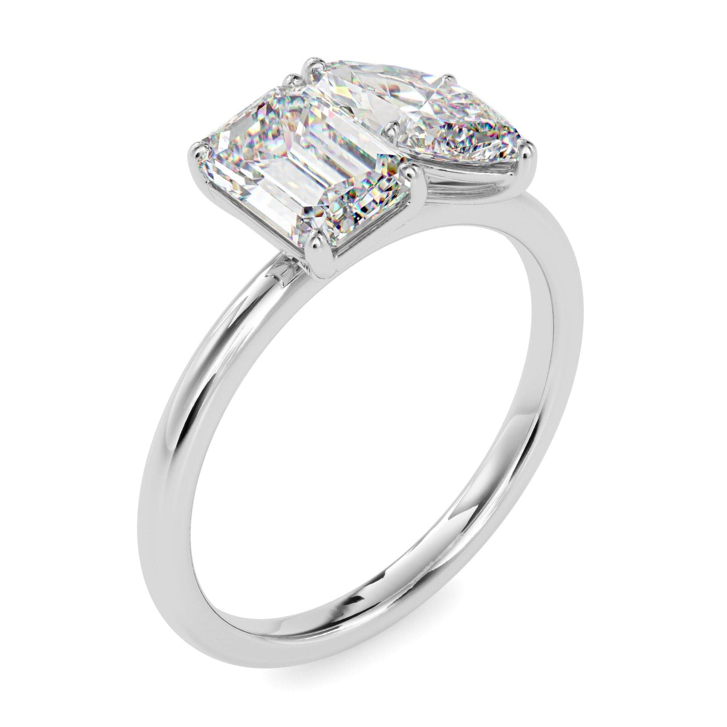 toi et moi 2 carat emerald & marquise cut diamond engagement ring for women โ two stone bridal jewelry