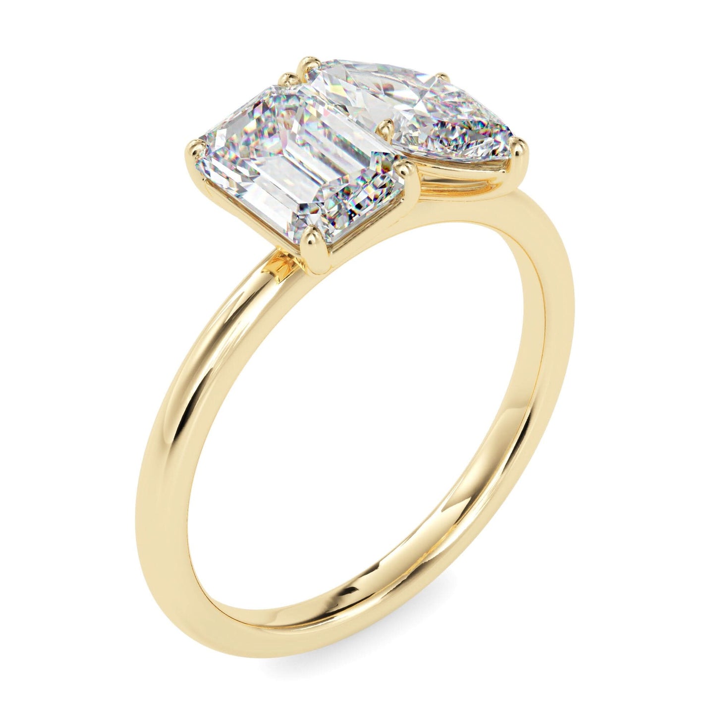 toi et moi 2 carat emerald & marquise cut diamond engagement ring for women โ two stone bridal jewelry
