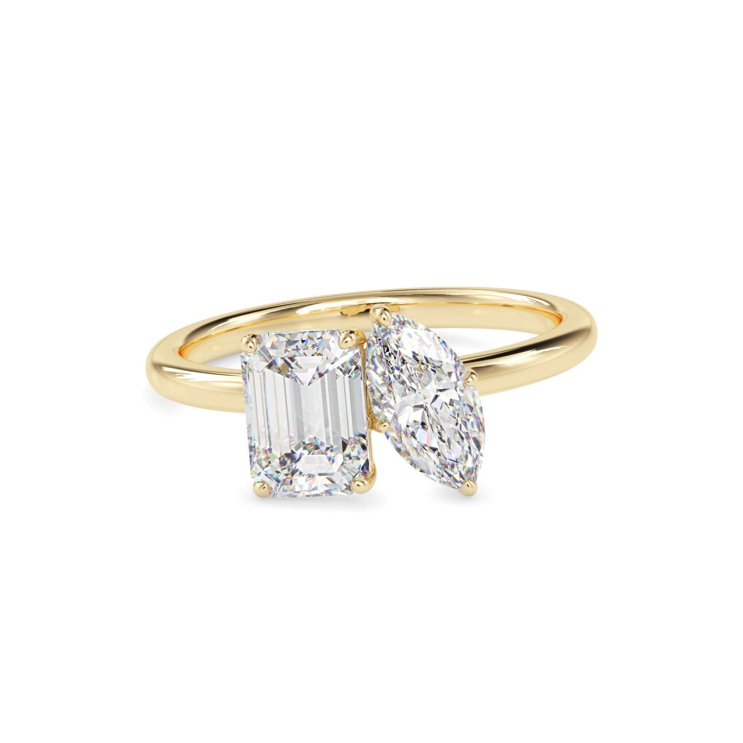 toi et moi 2 carat emerald & marquise cut diamond engagement ring for women โ two stone bridal jewelry