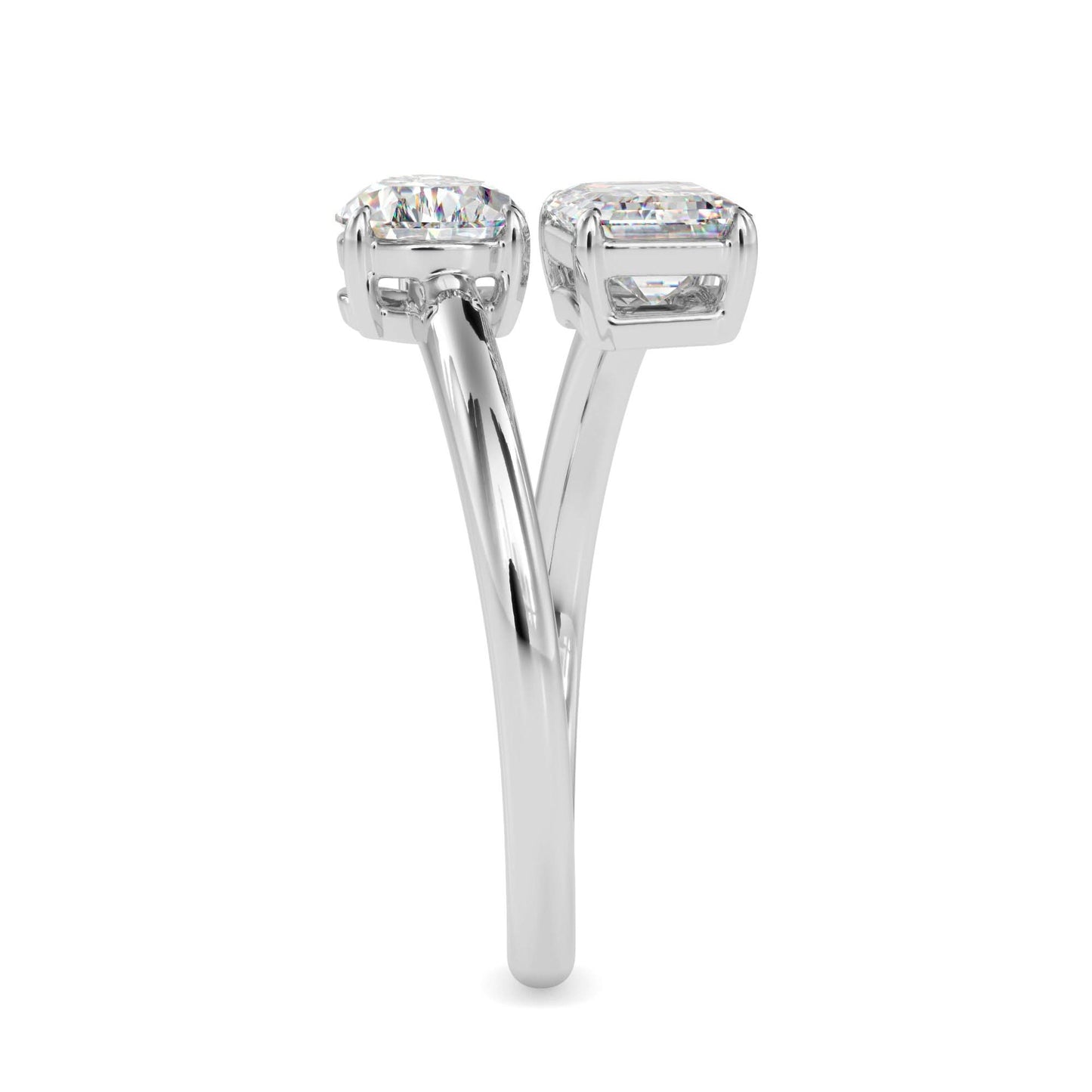 toi et moi 2 carat pear & emerald cut diamond engagement ring for women โ two stone bridal jewelry