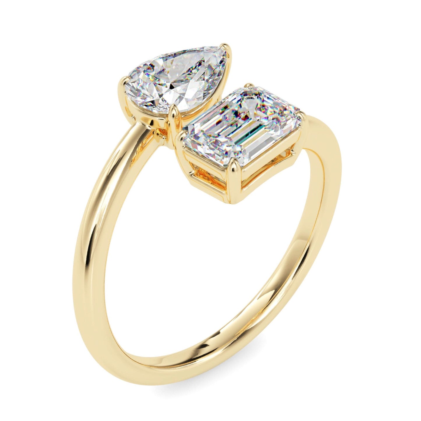 toi et moi 2 carat pear & emerald cut diamond engagement ring for women โ two stone bridal jewelry