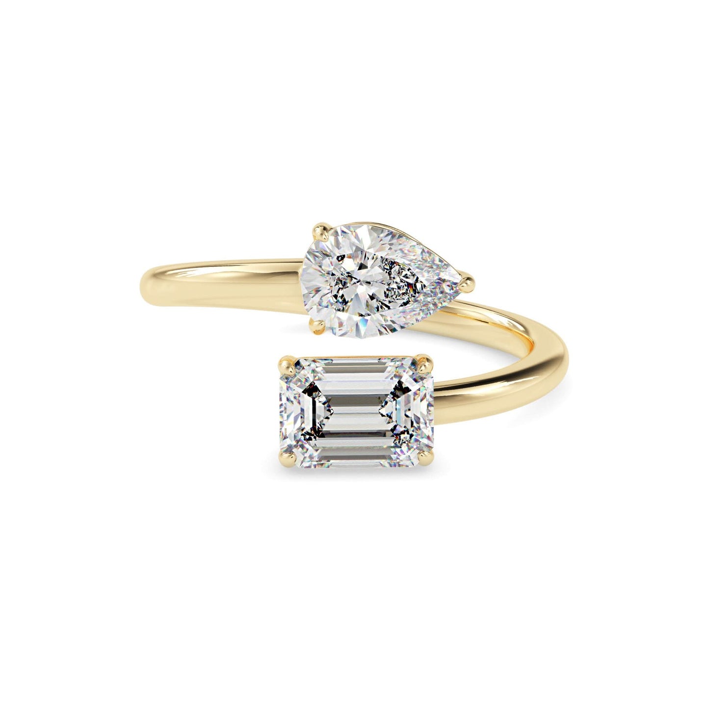 toi et moi 2 carat pear & emerald cut diamond engagement ring for women โ two stone bridal jewelry