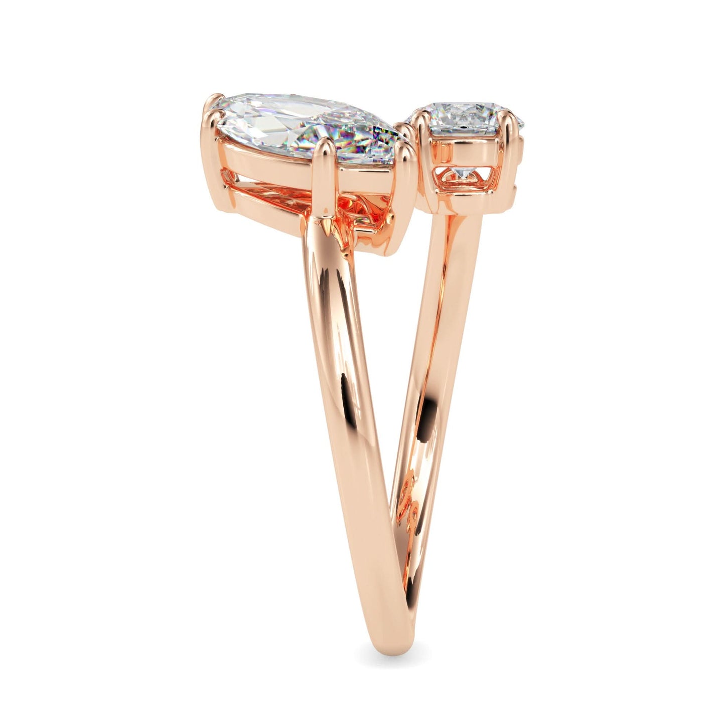 toi et moi 2.50 carat round & marquise cut diamond engagement ring for women โ two stone bridal jewelry