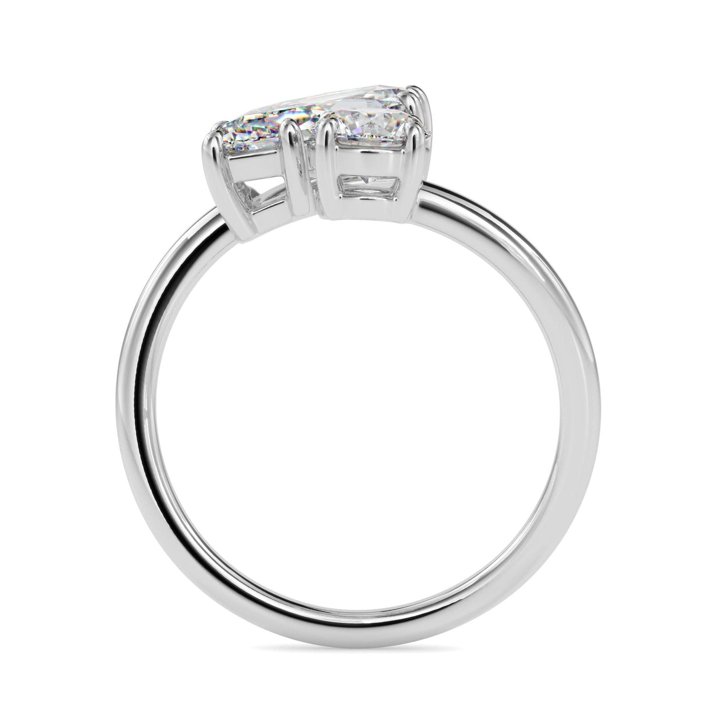 toi et moi 2.50 carat round & marquise cut diamond engagement ring for women โ two stone bridal jewelry