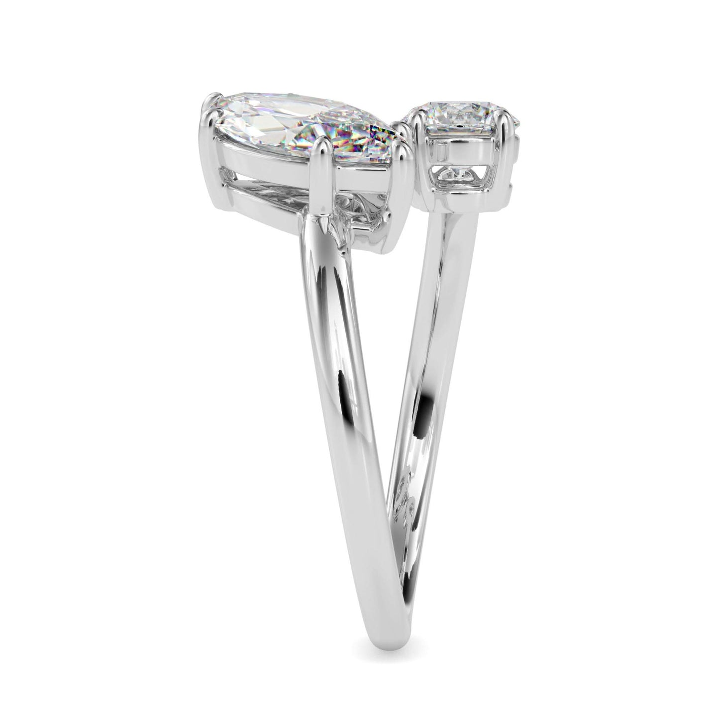 toi et moi 2.50 carat round & marquise cut diamond engagement ring for women โ two stone bridal jewelry