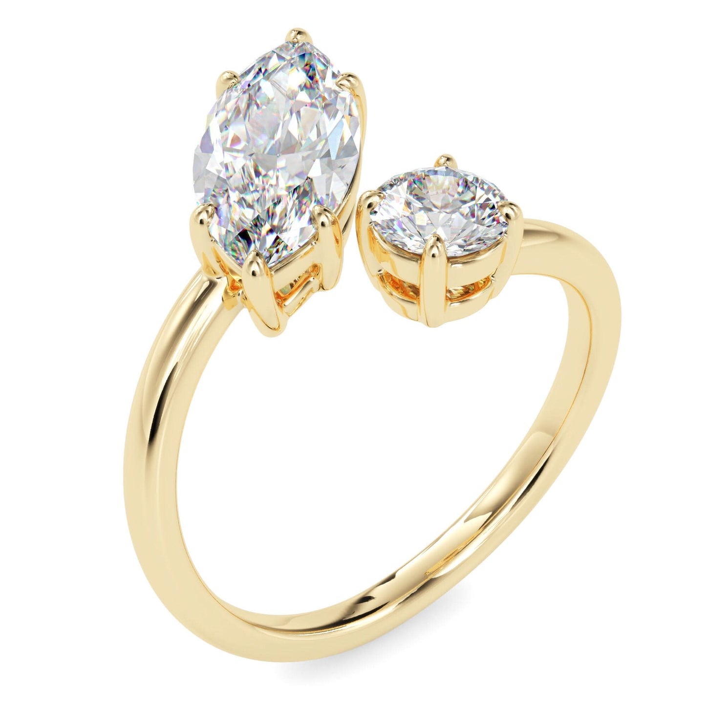toi et moi 2.50 carat round & marquise cut diamond engagement ring for women โ two stone bridal jewelry