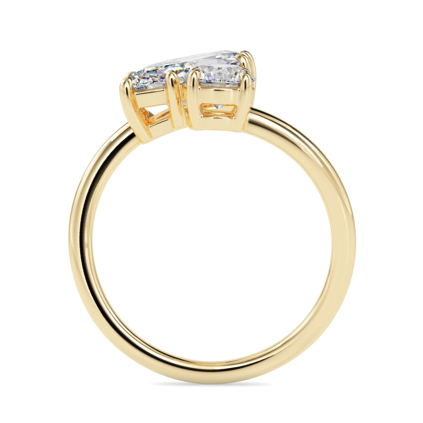 toi et moi 2.50 carat round & marquise cut diamond engagement ring for women โ two stone bridal jewelry