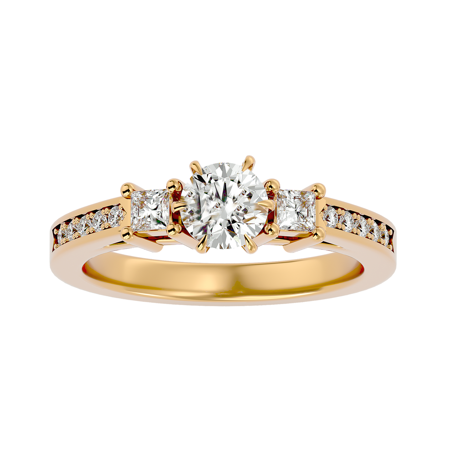 three stone 2.20 carat round & princess cut diamond engagement ring for women – elegant bridal jewelry