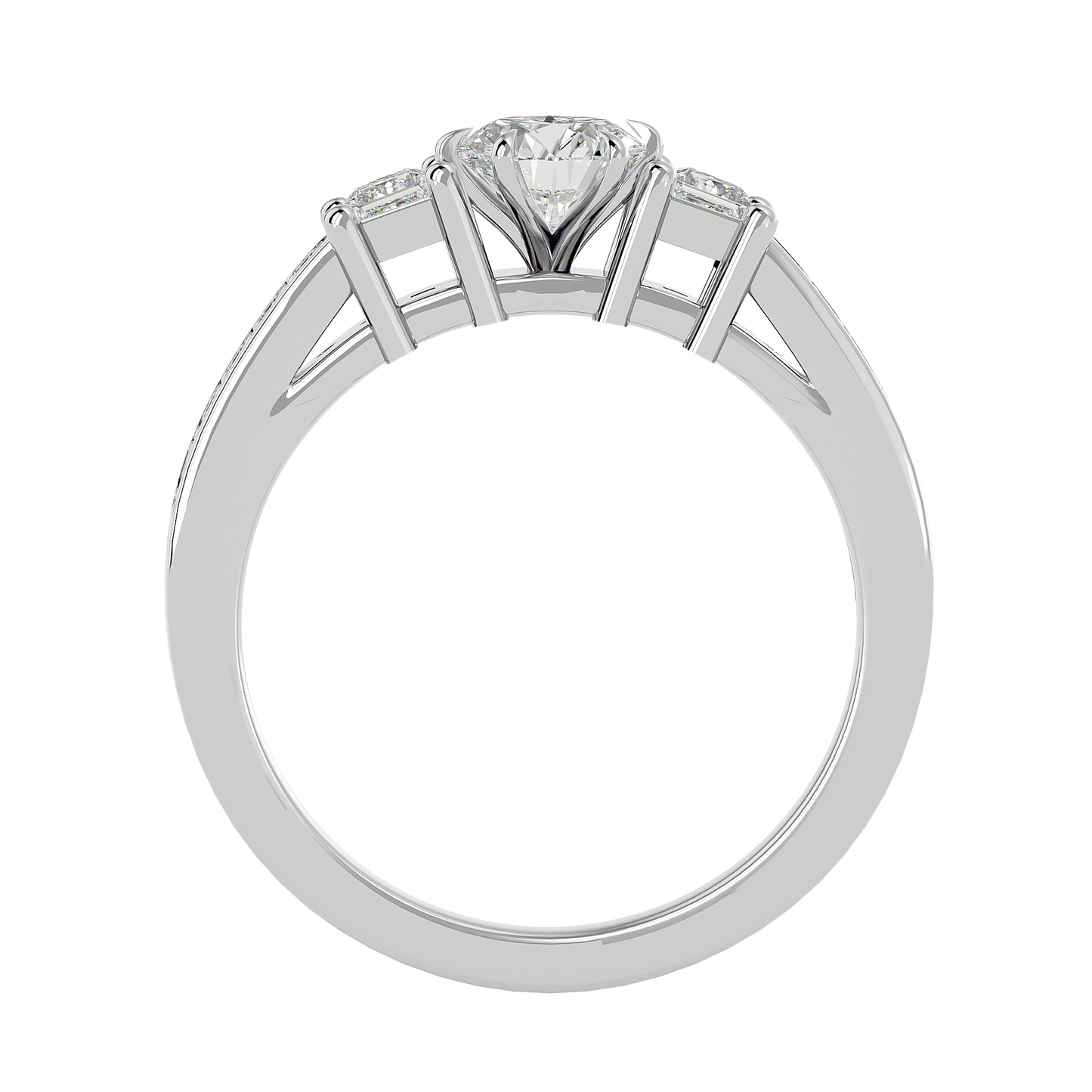 three stone 2.20 carat round & princess cut diamond engagement ring for women – elegant bridal jewelry