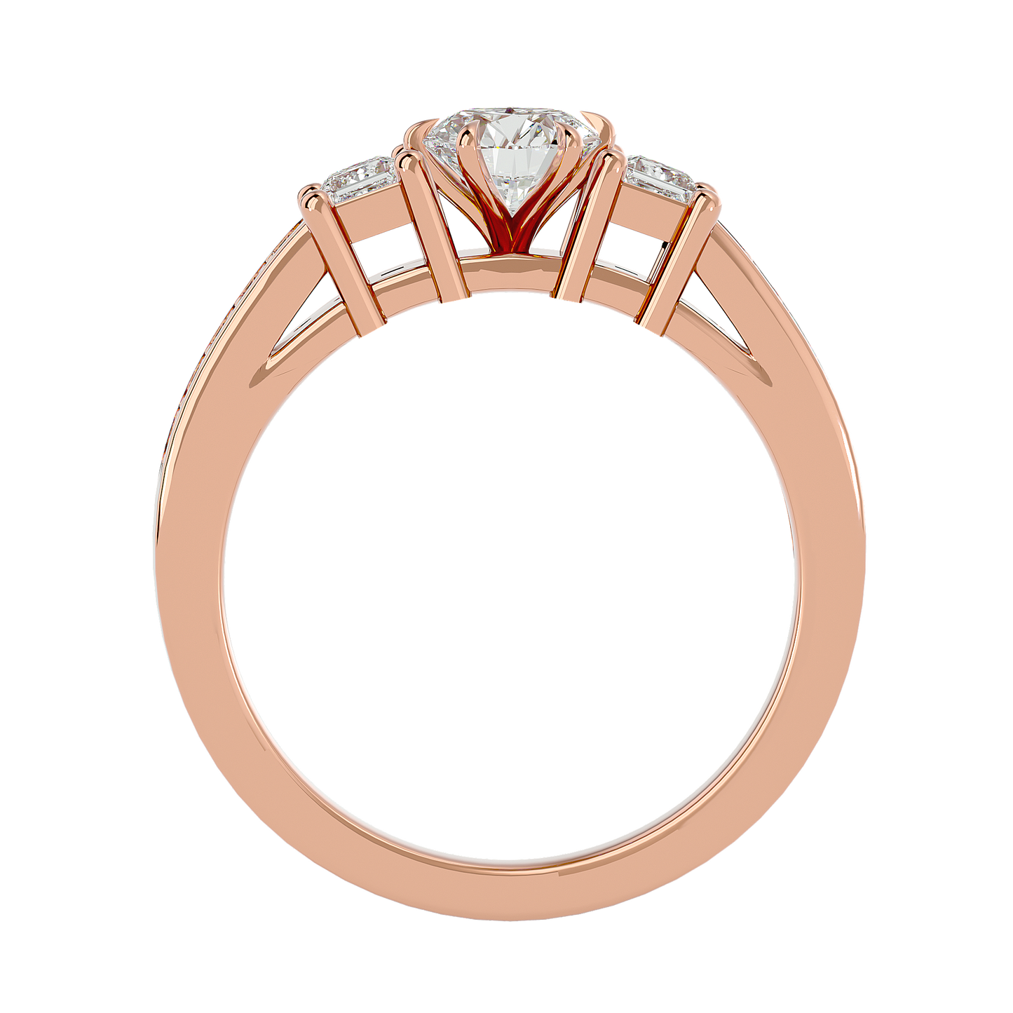 three stone 2.20 carat round & princess cut diamond engagement ring for women – elegant bridal jewelry