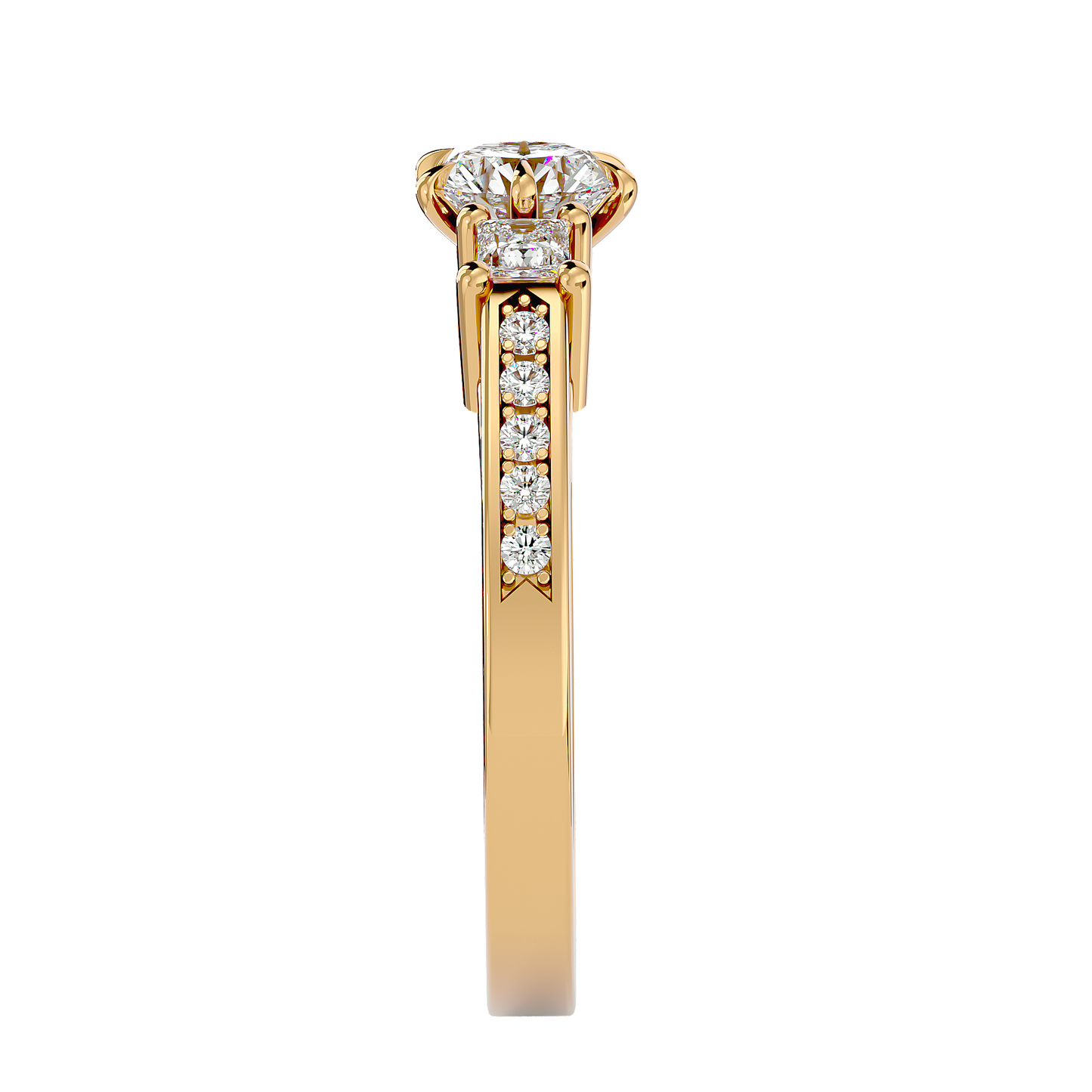three stone 2.20 carat round & princess cut diamond engagement ring for women – elegant bridal jewelry