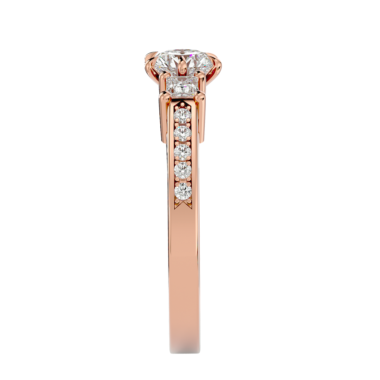 three stone 2.20 carat round & princess cut diamond engagement ring for women – elegant bridal jewelry