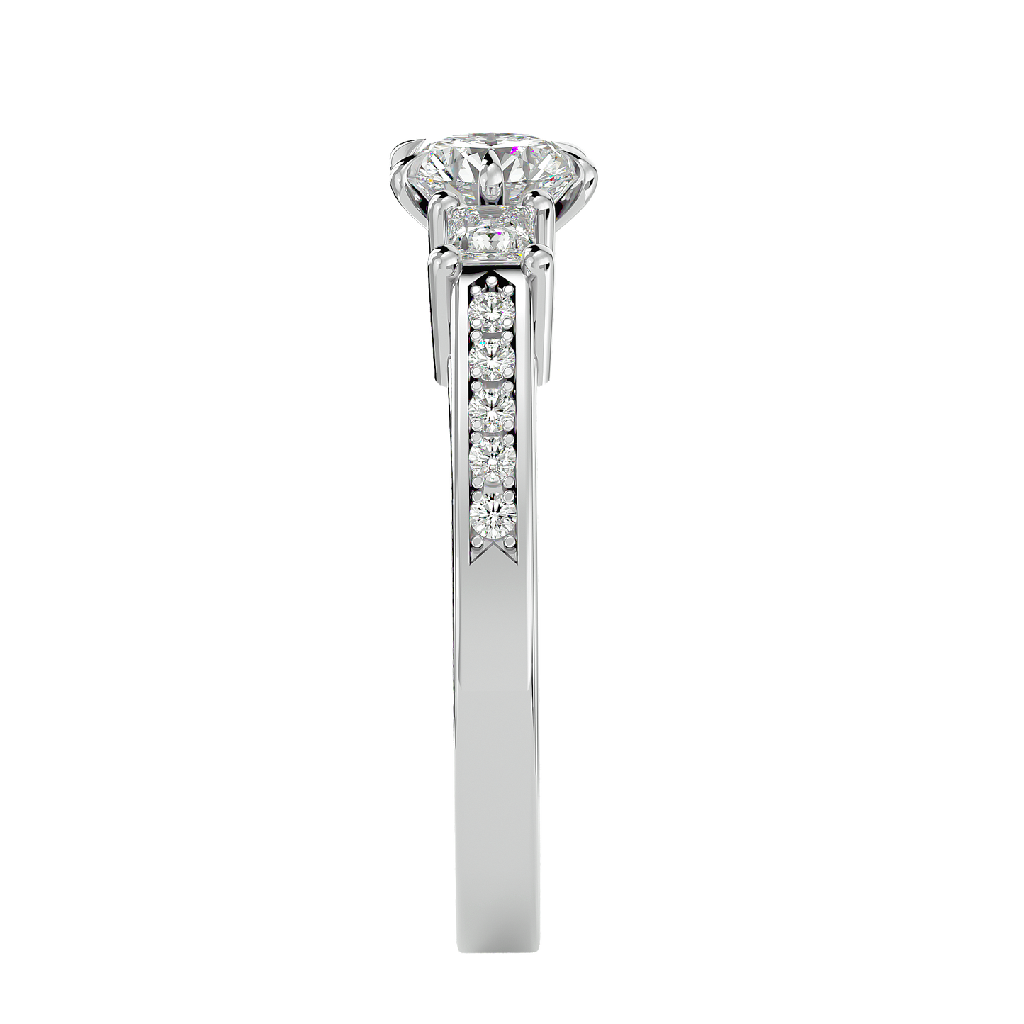 three stone 2.20 carat round & princess cut diamond engagement ring for women – elegant bridal jewelry