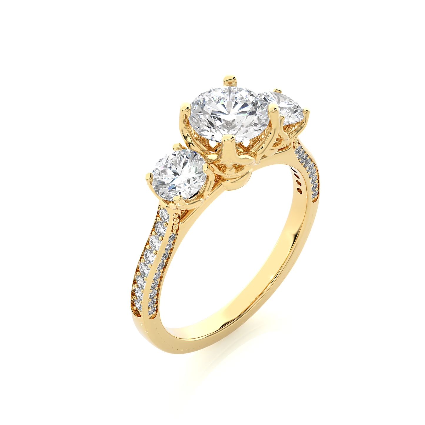 three stone 2.52 carat round cut diamond engagement ring for women โ luxury bridal jewelry