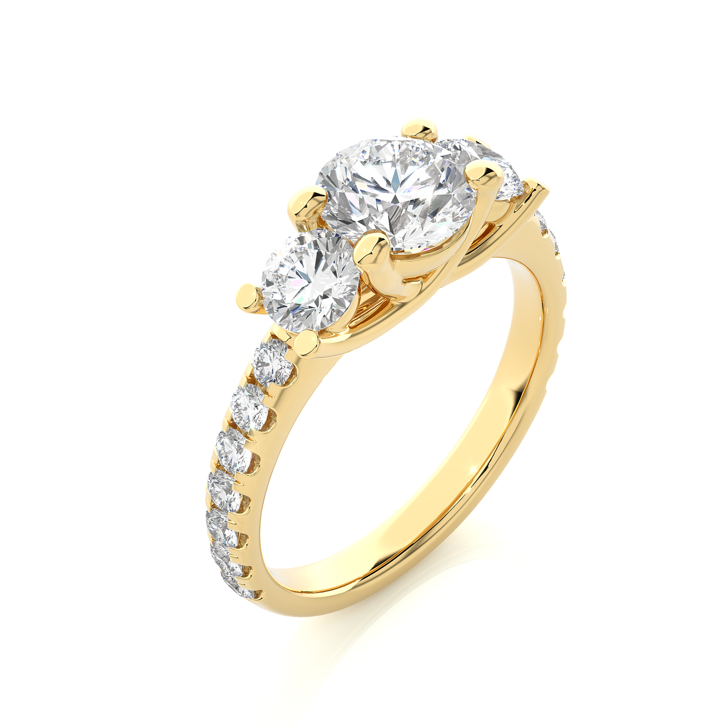 three stone 2.14 carat round cut diamond engagement ring for women – luxury bridal jewelry