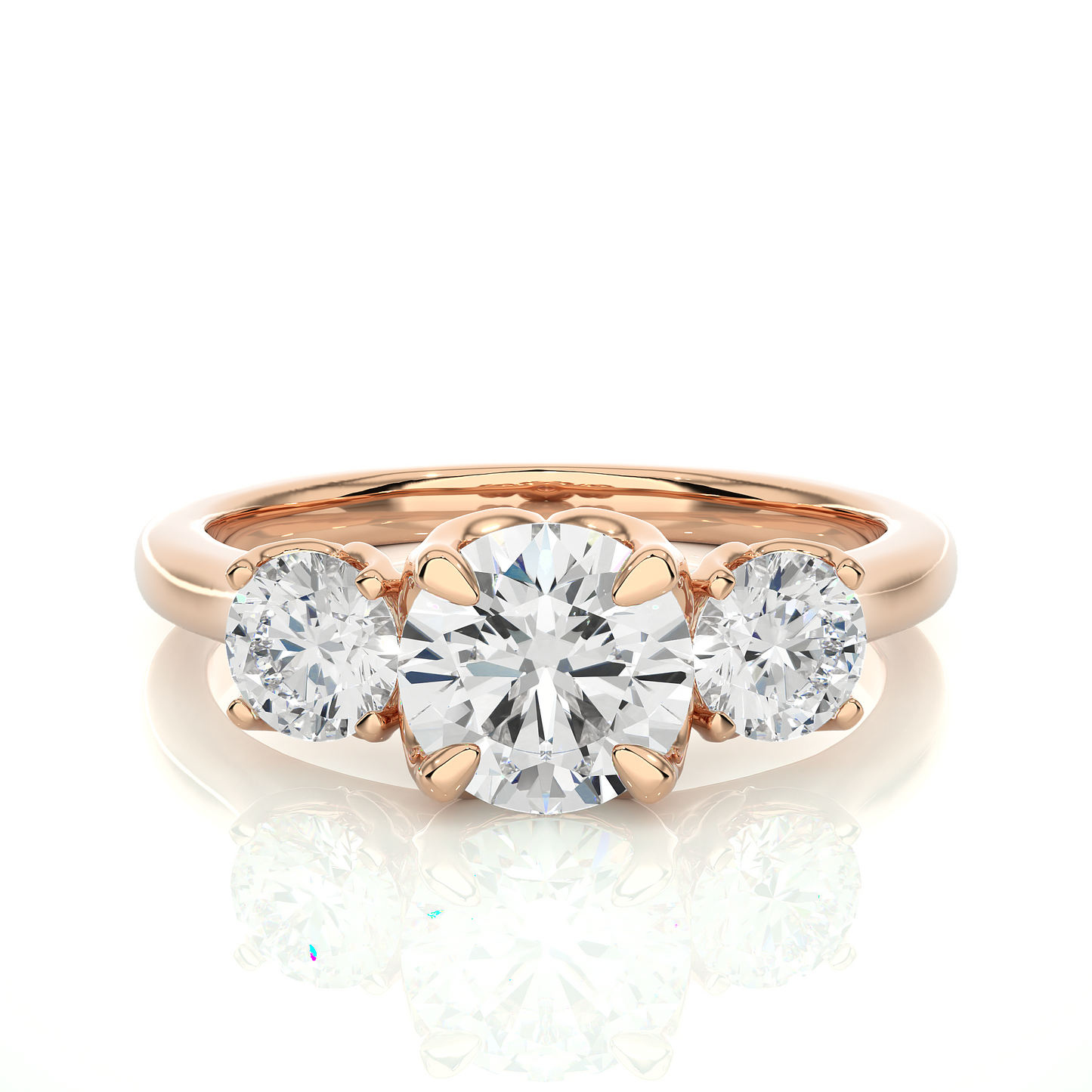 three stone 2 carat round cut diamond engagement ring for women โ elegant bridal jewelry