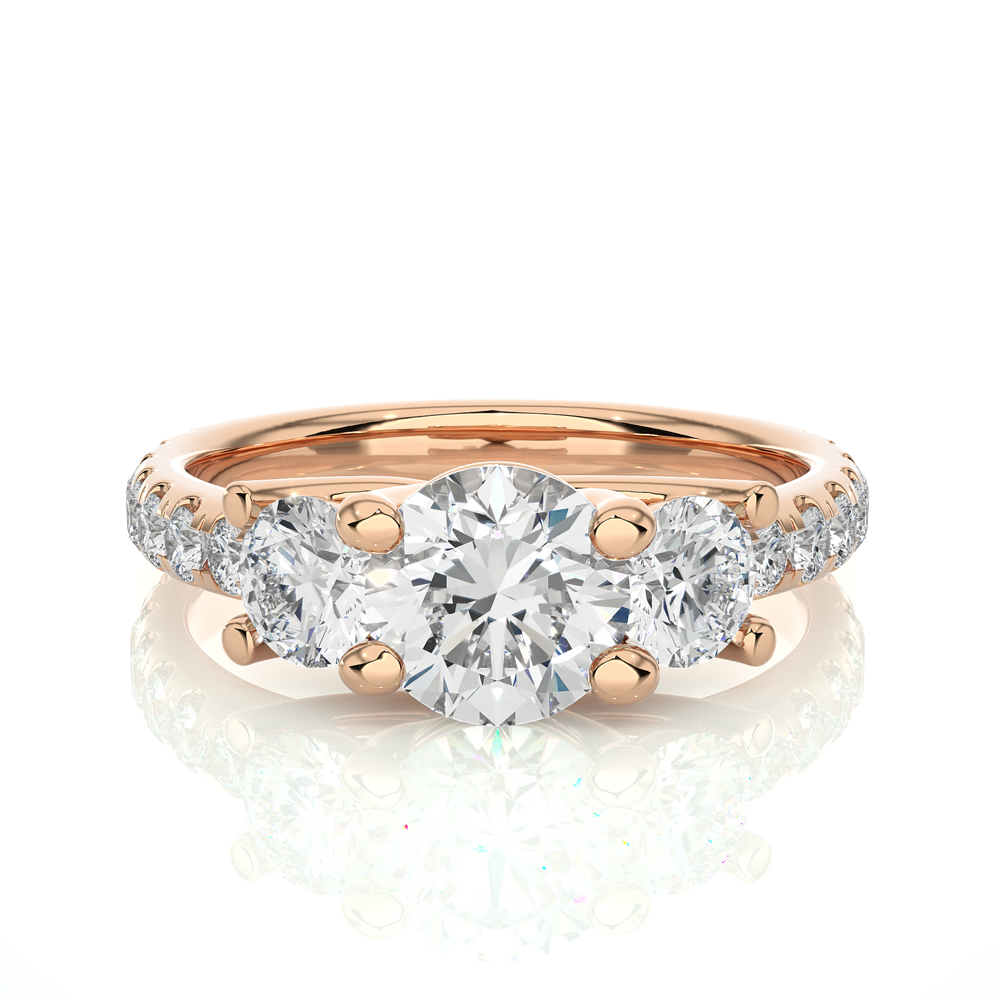 three stone 2.14 carat round cut diamond engagement ring for women – luxury bridal jewelry