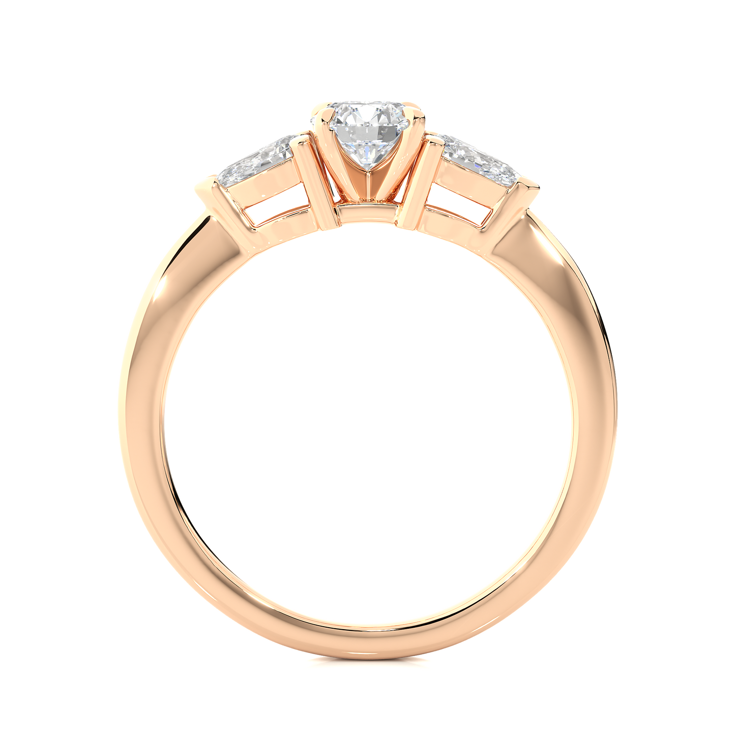 three stone 2 carat round & pear cut diamond engagement ring for women – elegant bridal jewelry