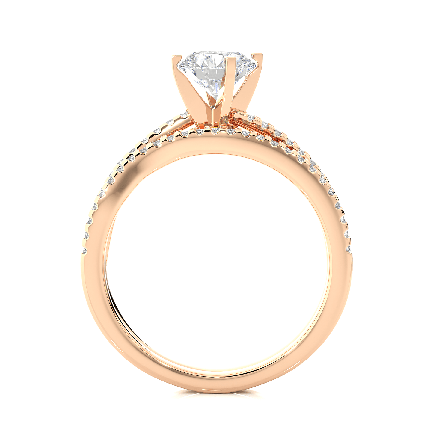 2.52 carat round cut solitaire diamond engagement ring with round side stones โ elegant bridal ring