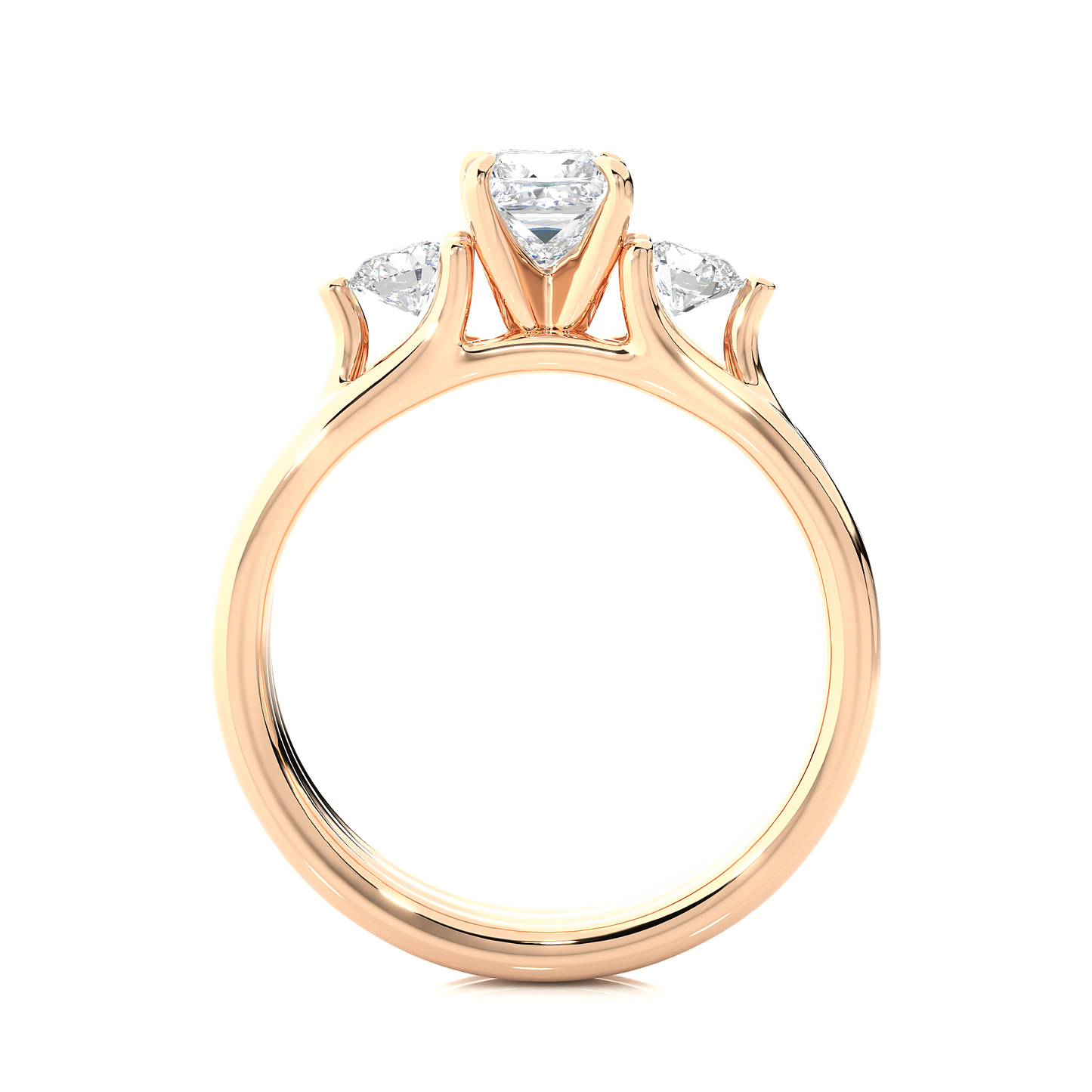 trinity princess & round cut diamond three-stone engagement ring for women – elegant bridal jewelry
