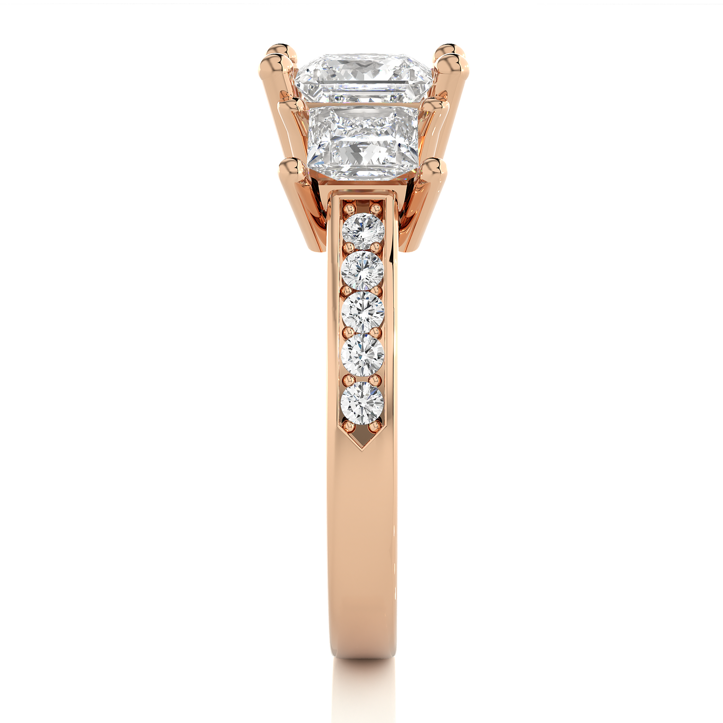 three stone 2.20 carat princess cut diamond engagement ring for women โ elegant bridal jewelry