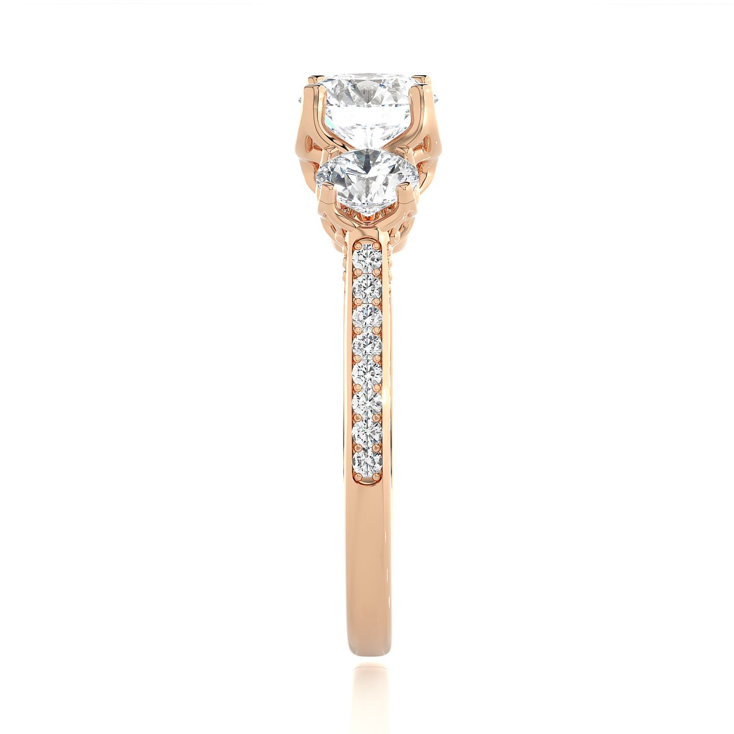 three stone 2.52 carat round cut diamond engagement ring for women โ luxury bridal jewelry