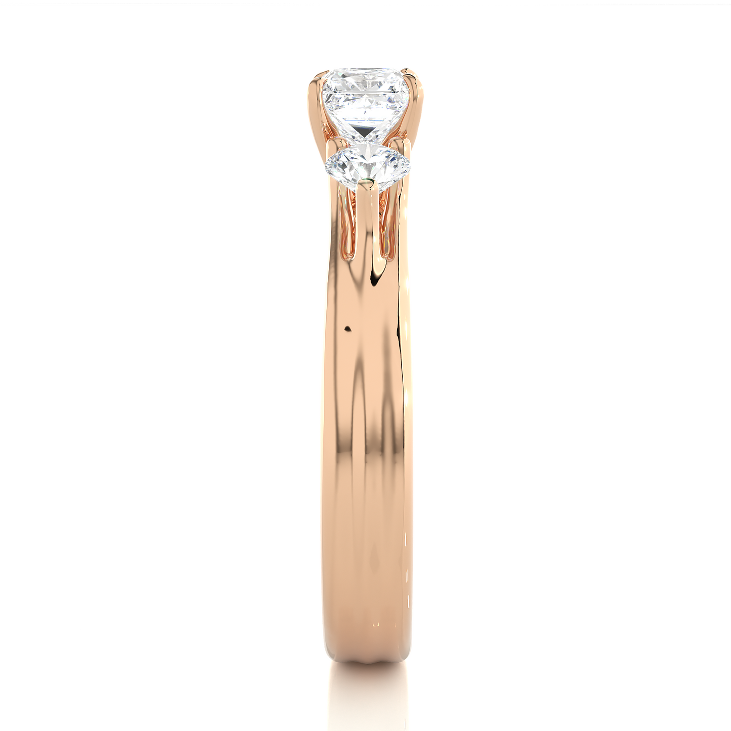 trinity princess & round cut diamond three-stone engagement ring for women – elegant bridal jewelry