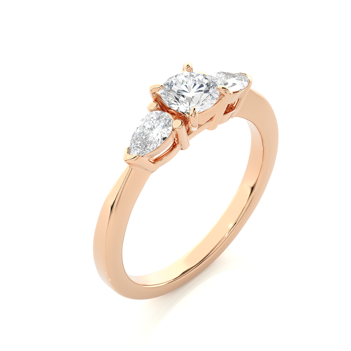 three stone 2 carat round & pear cut diamond engagement ring for women – elegant bridal jewelry