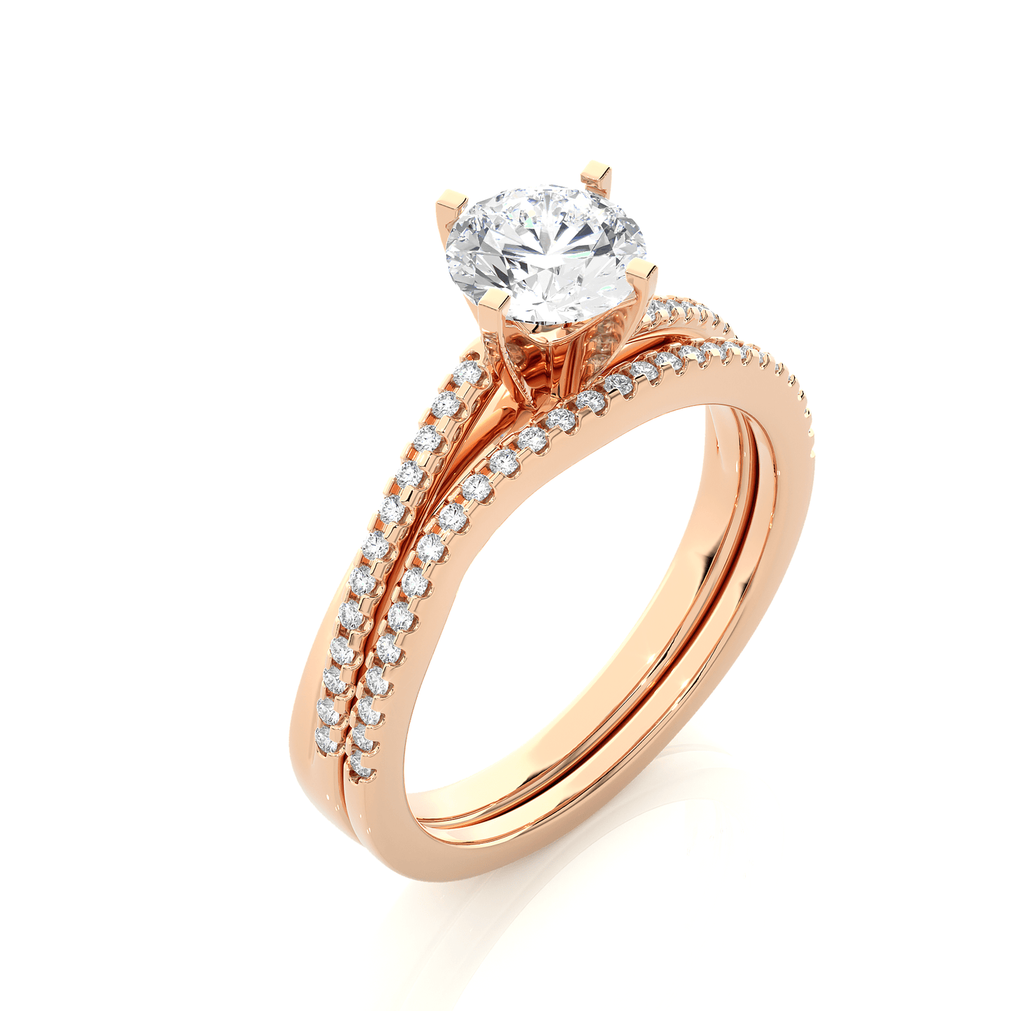 2.52 carat round cut solitaire diamond engagement ring with round side stones โ elegant bridal ring