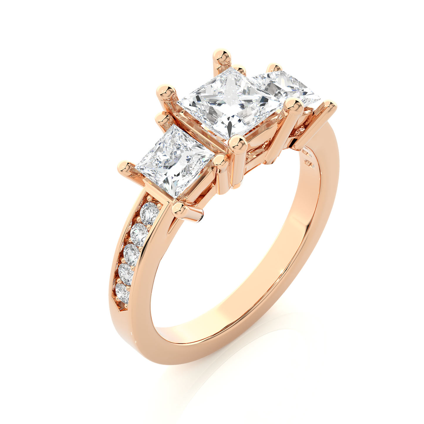 three stone 2.20 carat princess cut diamond engagement ring for women โ elegant bridal jewelry