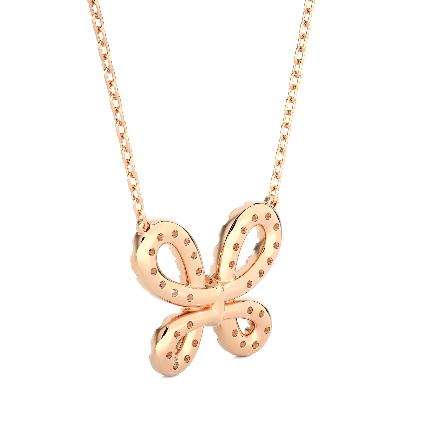round cut butterfly pavé diamond pendant necklace – dainty jewelry for women