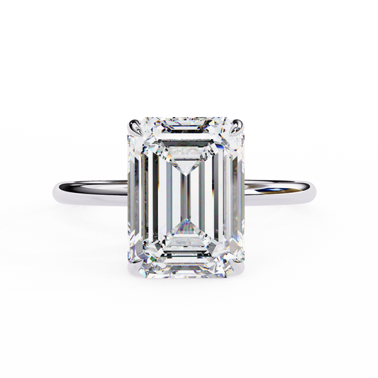 2.24 Carat Emerald Cut Hidden Halo Diamond Engagement Ring for Women – Elegant Bridal Jewelry